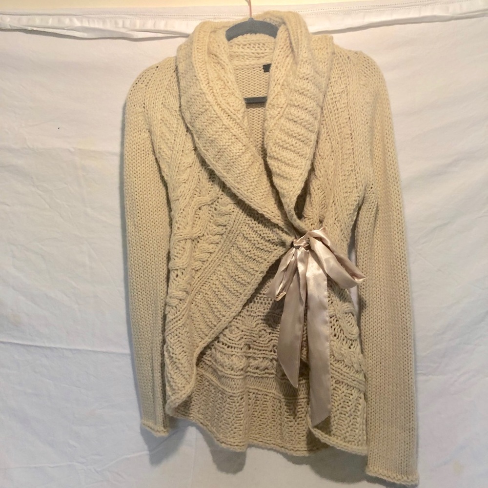 Cable knit sweater jacket